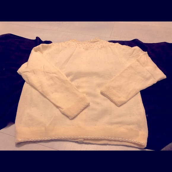 Vintage Cream/Beige Sequins Cardigan Sweater - Picture 7 of 14